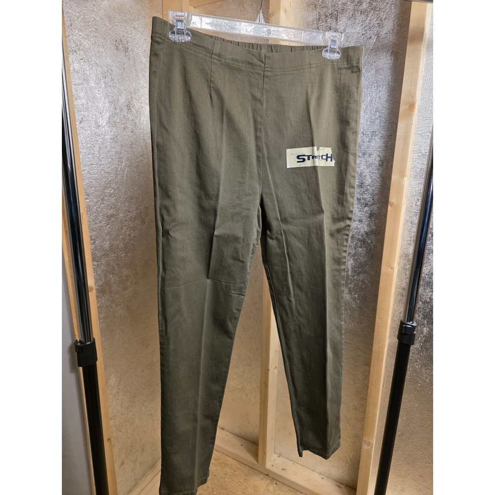 New Pull-on Pants Size 2X By Deja Bleu Dark Green Slacks 1/2 Elastic Waist Soft